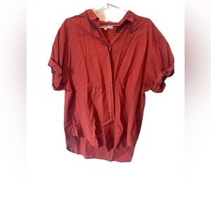 XiRENA Casual Red Button Down Shirt